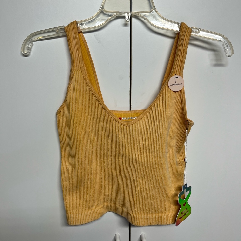Yellow Ribbed Tank Top - Picture 2 of 8